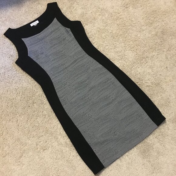 Calvin Klein Black and Grey Colourblock Sleeveless Shift Dress - Picture 11 of 16